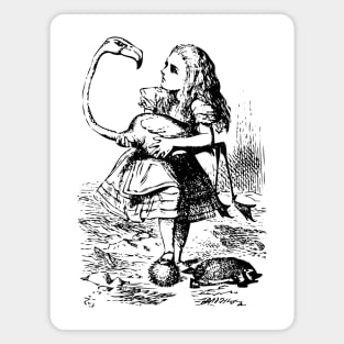 Alice in Wonderland | Alice Plays Croquet with Flamingo and Hedge Hog | Vintage Alice | Magnet